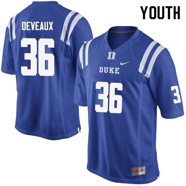 Youth #36 Elijah Deveaux Duke Blue Devils College Football Jerseys Sale-Blue